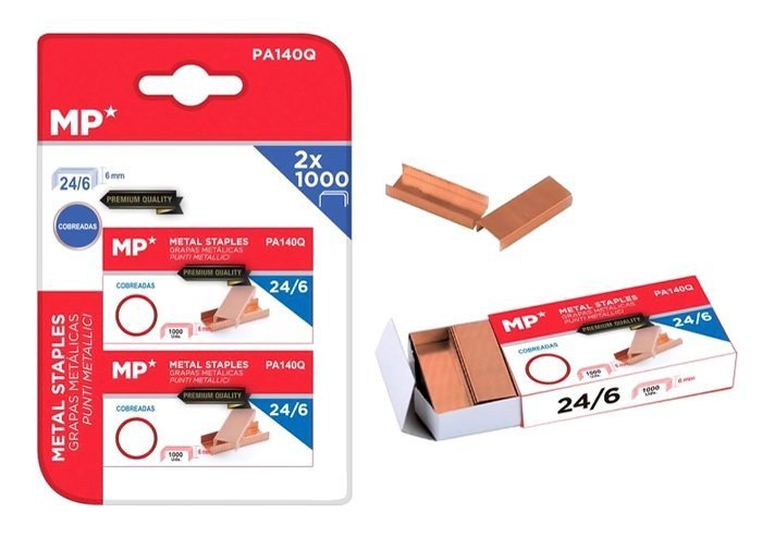 MP ανταλλακτικά συρραπτικού 24/6 , copper plated, 2x 1000τμχ 2421