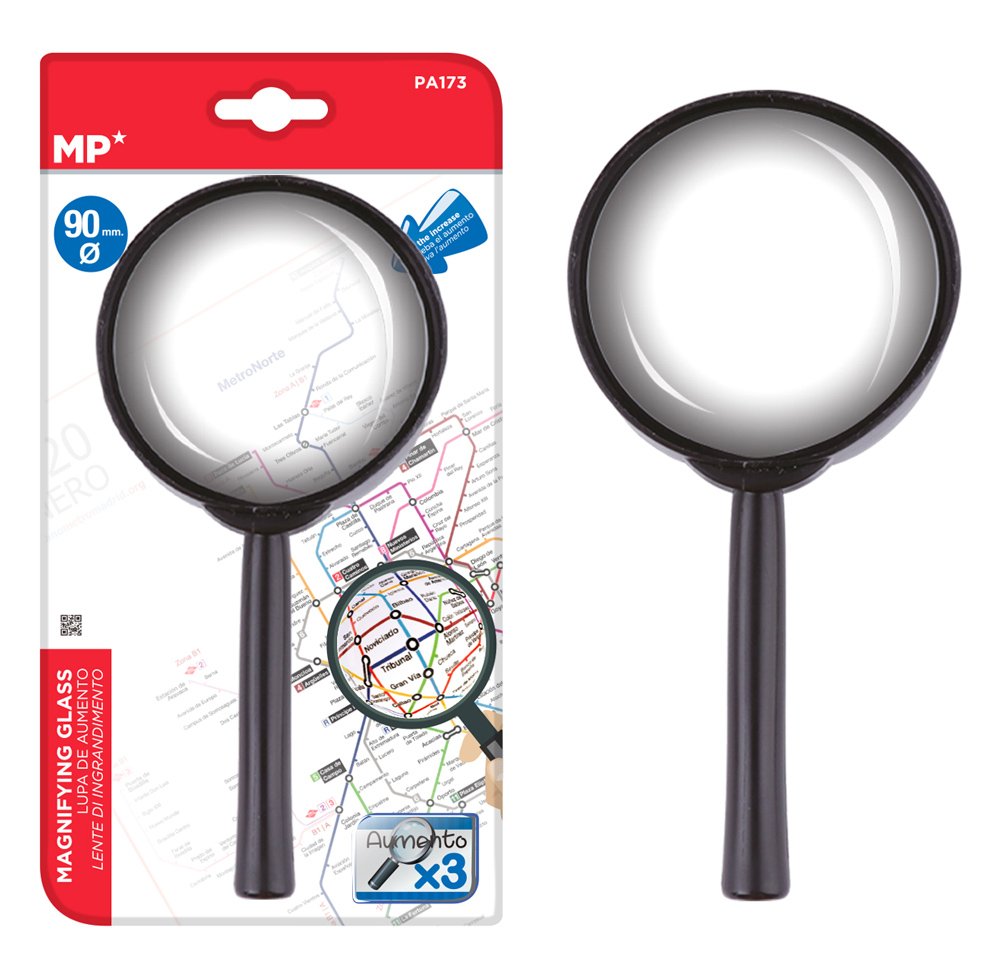 MP μεγεθυντικός φακός , x3, 90mm, πλαστικός με γυάλινο φακό, μαύρος