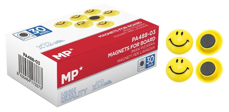 MP μαγνήτης smiley face , 30mm, κίτρινος, 12τμχ 2905