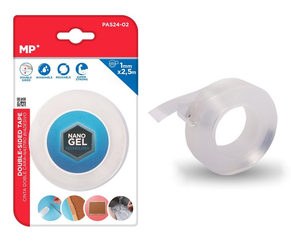 MP κολλητική ταινία διπλής όψεως , nano gel, 19mm x 2.5m, διάφανη 5589