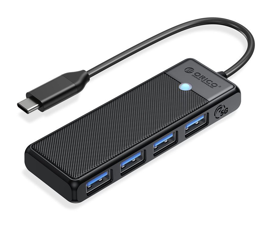ORICO USB hub , 4x θυρών, 5Gbps, USB-C σύνδεση, μαύρο 5047