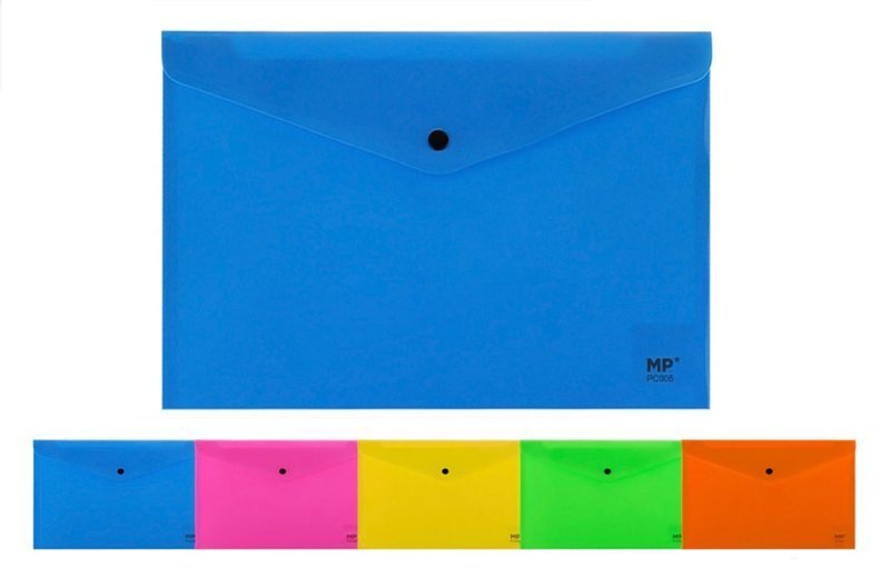 MP πλαστικός φάκελος Α4 με κούμπωμα , 33x23cm, διάφορα χρώματα 4100