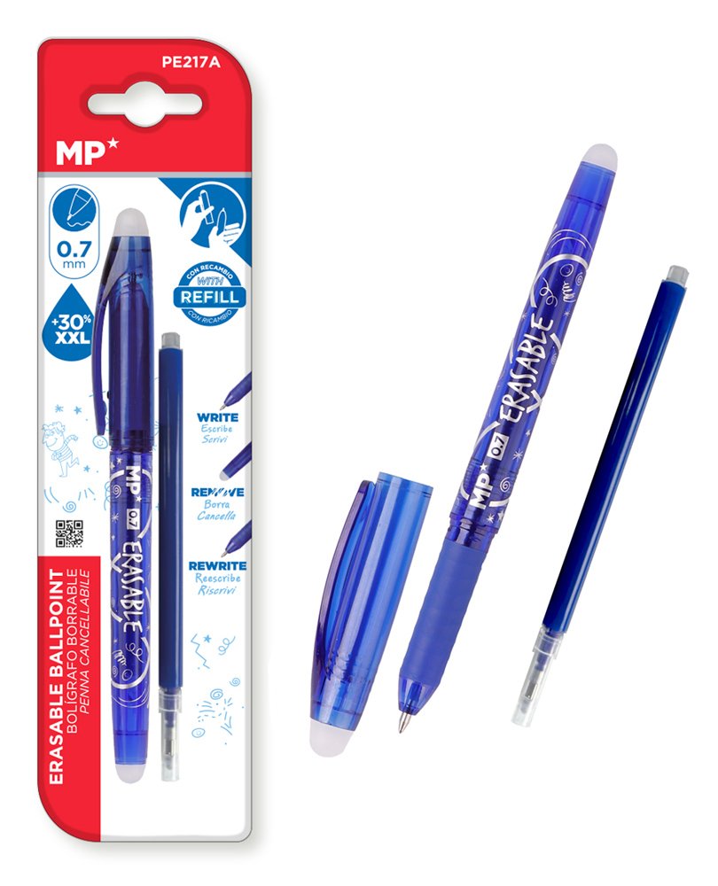 MP στυλό διαρκείας  με ανταλλακτικό μελάνι, erasable, 0.7mm, μπλε