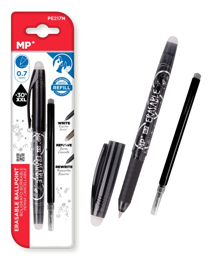 MP στυλό διαρκείας  με ανταλλακτικό μελάνι, erasable, 0.7mm, μαύρο