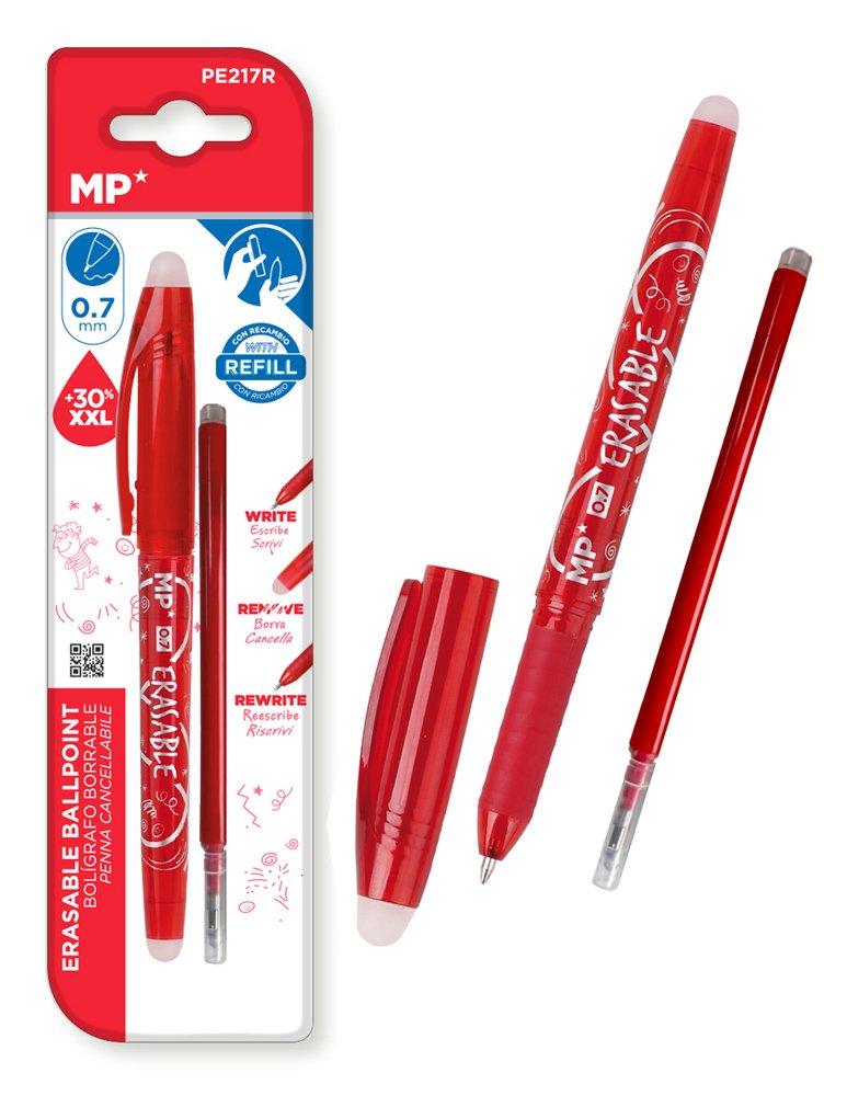 MP στυλό διαρκείας  με ανταλλακτικό μελάνι, erasable, 0.7mm, κόκκινο