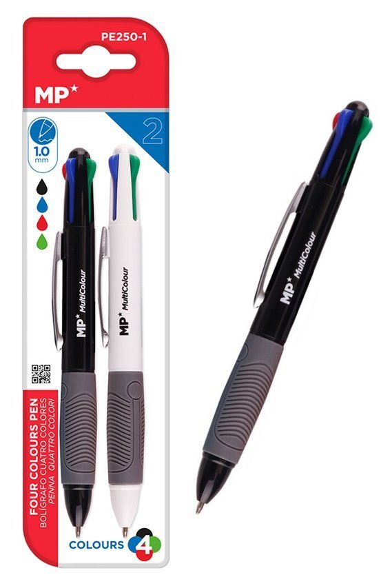 MP στυλό διαρκείας , με μύτη 1mm, 4 χρώματα, 2τμχ 5307
