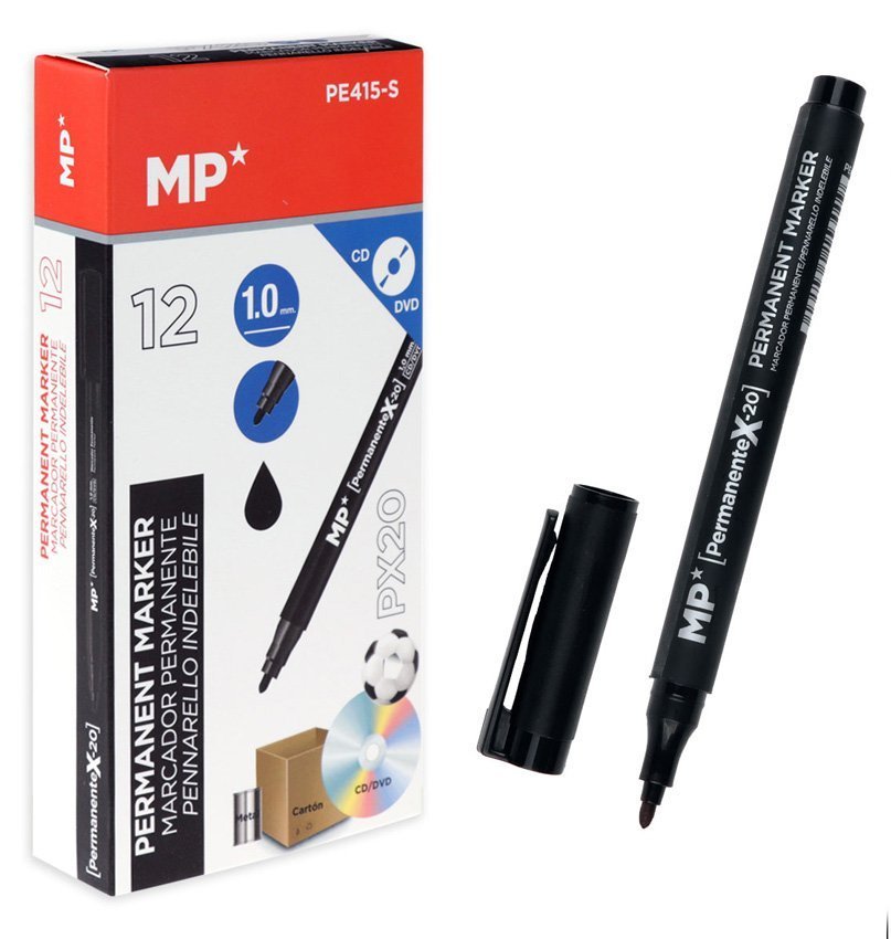 MP ανεξίτηλος μαρκαδόρος  για CD-DVD, 1mm, μαύρος 12τμχ 1569