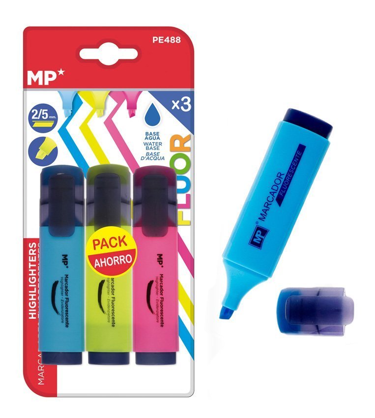 MP μαρκαδόρος υπογράμμισης , πάχος μύτης 2-5mm, 3 χρώματα 1660