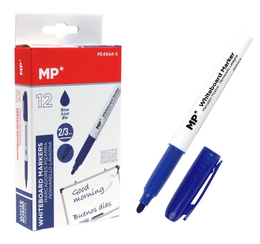 MP Μαρκαδόρος ασπροπίνακα , πάχος μύτης 2-3mm, μπλε, 12τμχ 1573
