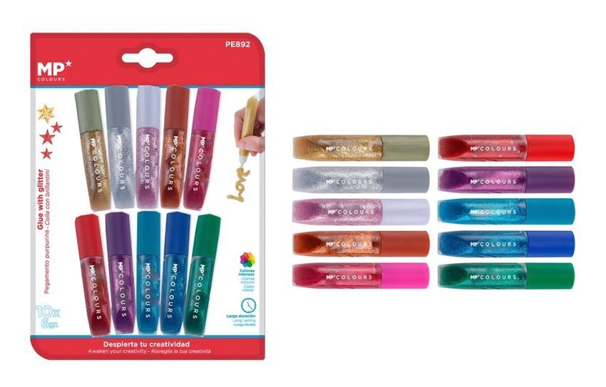 MP σετ χρωματιστές κόλλες με glitter , 10τμχ 2176