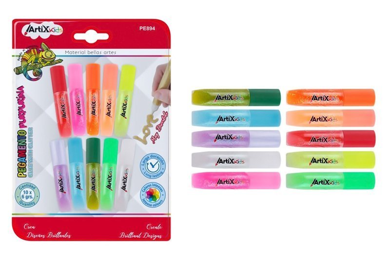 ARTIXKIDS σετ χρωματιστές κόλλες με glitter , 10τμχ 2177