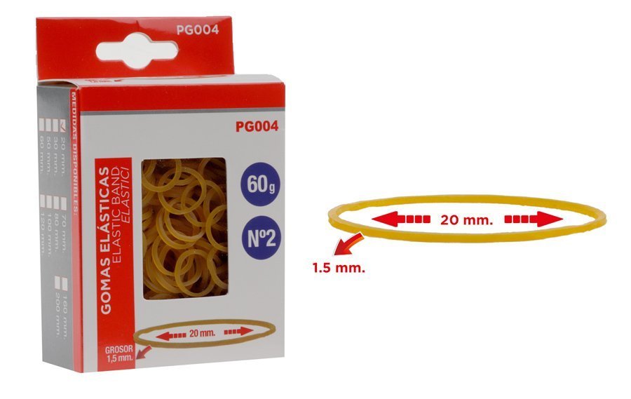 MP λαστιχάκια συσκευασίας  σε κουτί, No2, 1.5x20mm, 60g 1662