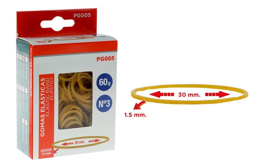 MP λαστιχάκια συσκευασίας  σε κουτί, No3, 1.5x30mm, 60g 1663