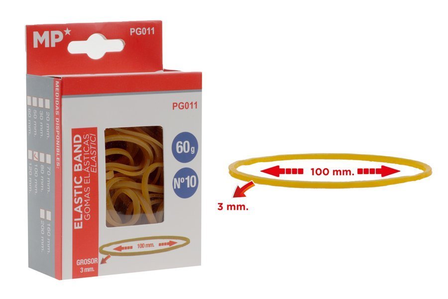 MP λαστιχάκια συσκευασίας  σε κουτί, No10, 3x100mm, 60g 1700