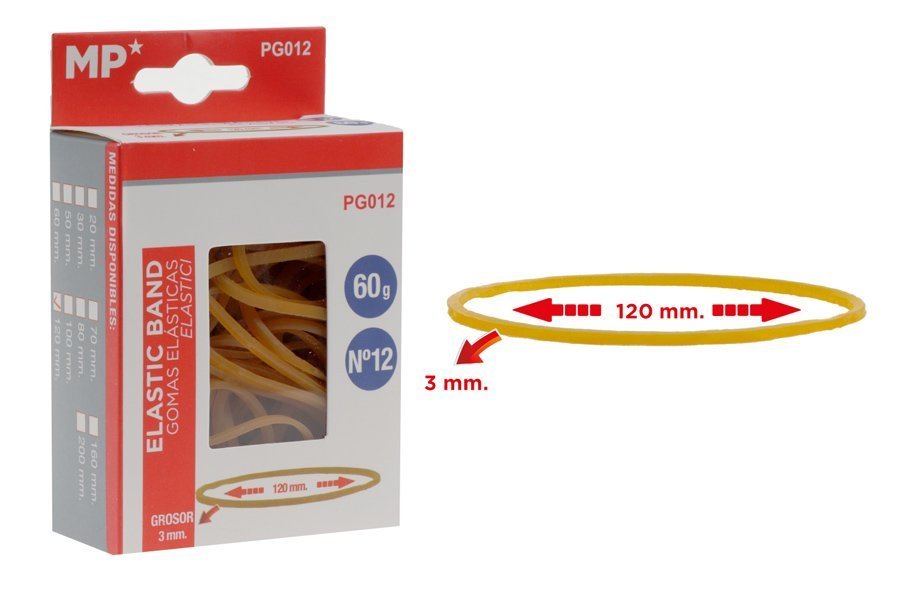 MP λαστιχάκια συσκευασίας  σε κουτί, No12, 3x120mm, 60g 1668