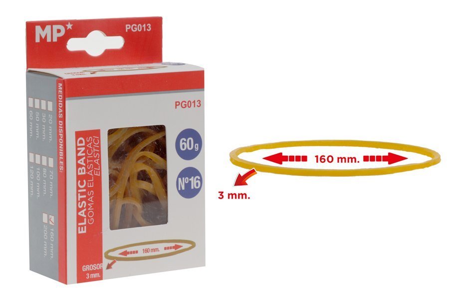 MP λαστιχάκια συσκευασίας  σε κουτί, No16, 3x160mm, 60g 1669