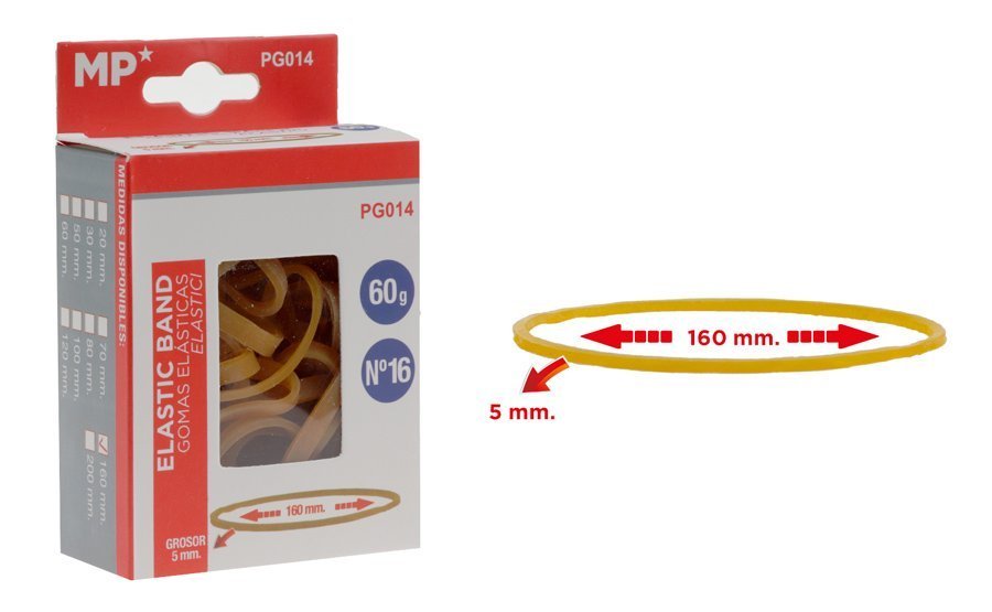 MP λαστιχάκια συσκευασίας  σε κουτί, No16, 5x160mm, 60g 1670