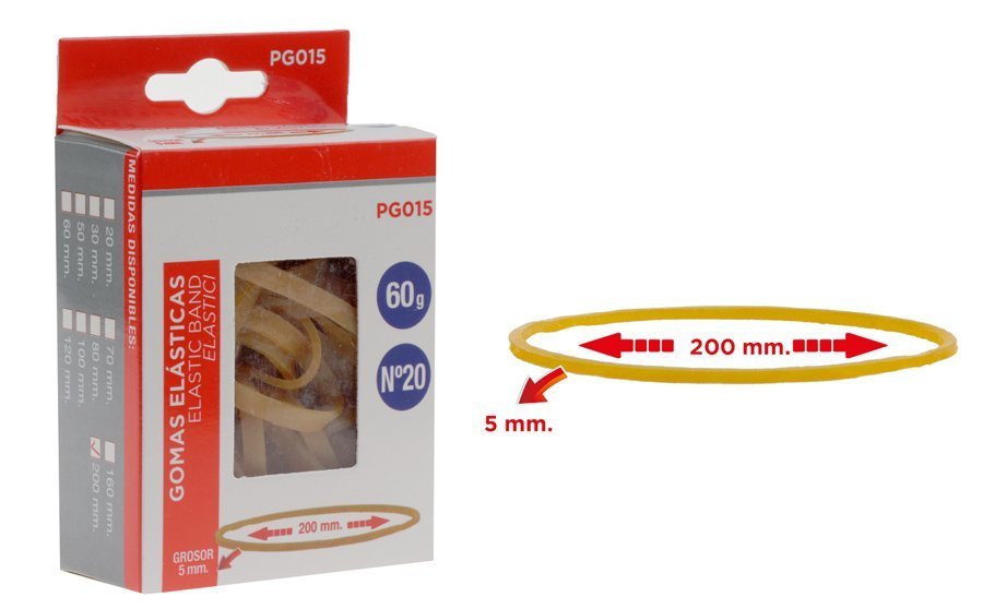 MP λαστιχάκια συσκευασίας  σε κουτί, No20, 5x200mm, 60g 1671