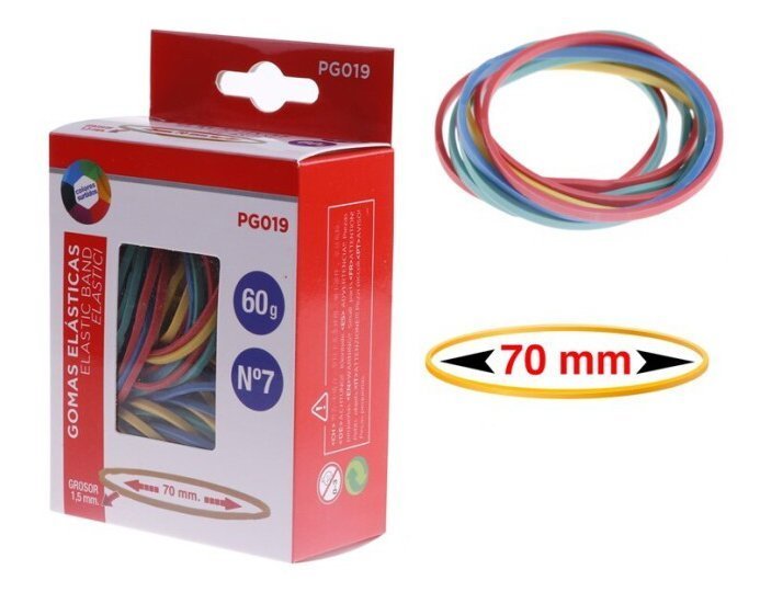 MP λαστιχάκια συσκευασίας  σε κουτί, No7, 1.5x70mm, 60g, χρωματιστά 5586