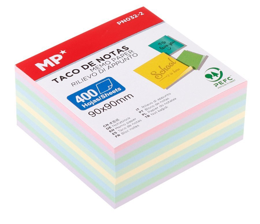 MP χαρτάκια σημειώσεων , 90x90mm, 400τμχ, χρωματιστά 3421