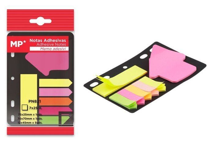 MP αυτοκόλλητα χαρτάκια σημειώσεων  75x75mm, 7x 25τμχ, χρωματιστά 6053