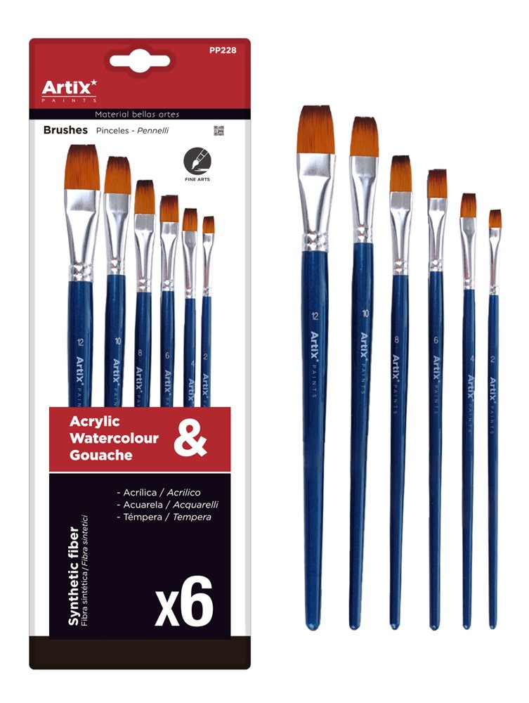 ARTIX PAINTS σετ πινέλων ζωγραφικής , μπλε, 6τμχ