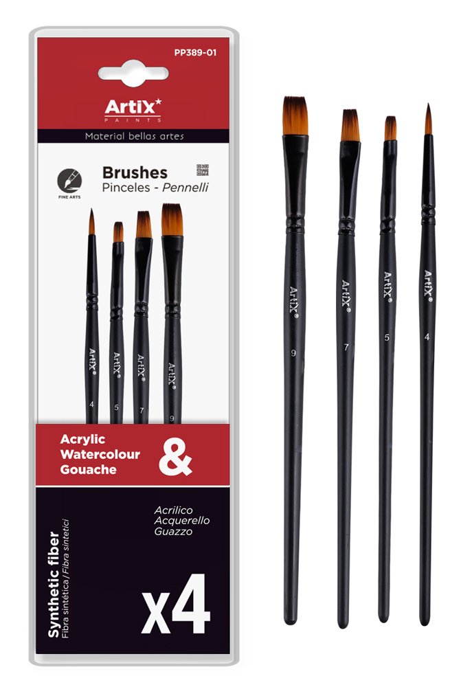 ARTIX PAINTS σετ πινέλων ζωγραφικής , μαύρο, 4τμχ