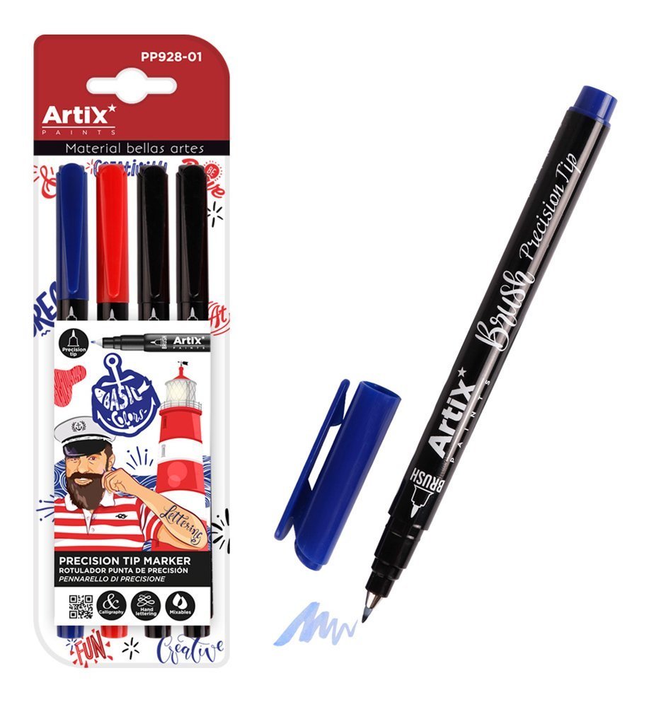 ARTIX PAINTS μαρκαδόρος σχεδίου , μπλε/μαύρο/κόκκινο, 4τμχ 6951