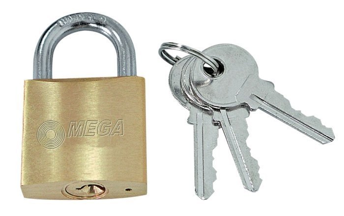 MEGA λουκέτο ασφαλείας 24263, 3x κλειδιά, μεταλλικό, 63mm 3604