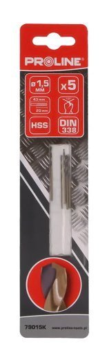 PROLINE σετ τρυπάνια για σίδηρο HSS 79015K, 1.5mm, DIN 338, 5τμχ 3945 - Image 2