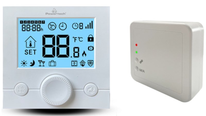 POWERTECH ψηφιακός θερμοστάτης χώρου , αερίου, RF, λευκός 4259