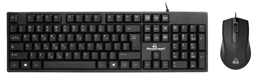 POWERTECH set ποντίκι & πληκτρολόγιο , ενσύρματο, 1000DPI, μαύρο 4344