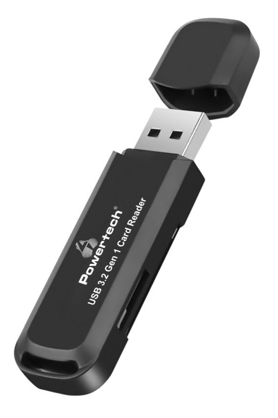 POWERTECH card reader  για SD & micro SD, USB 3.2, 5Gbps, μαύρο 5164