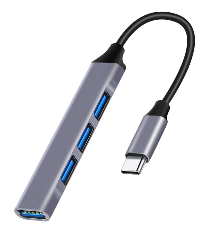 POWERTECH USB hub , 4x θυρών, 5Gbps, USB-C σύνδεση, γκρι 5165