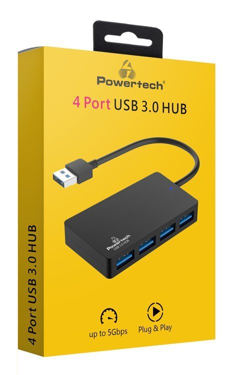 POWERTECH USB hub , 4x θυρών, 5Gbps, USB σύνδεση, μαύρο 5471 - Image 2