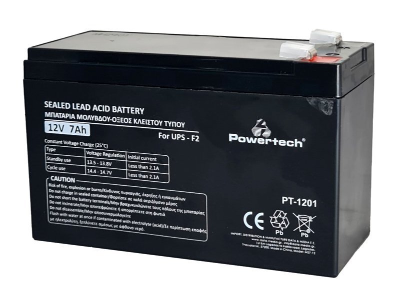 POWERTECH μπαταρία μολύβδου  για UPS, 12V 7Ah, F2 6376