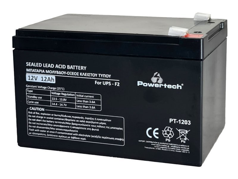 POWERTECH μπαταρία μολύβδου  για UPS, 12V 12Ah, F2 6378