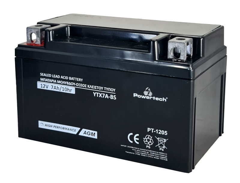 mpataria molyvdoy motosykletas, 12V 7Ah, AGM, YTX7A-BS 6380 Mpataria 1