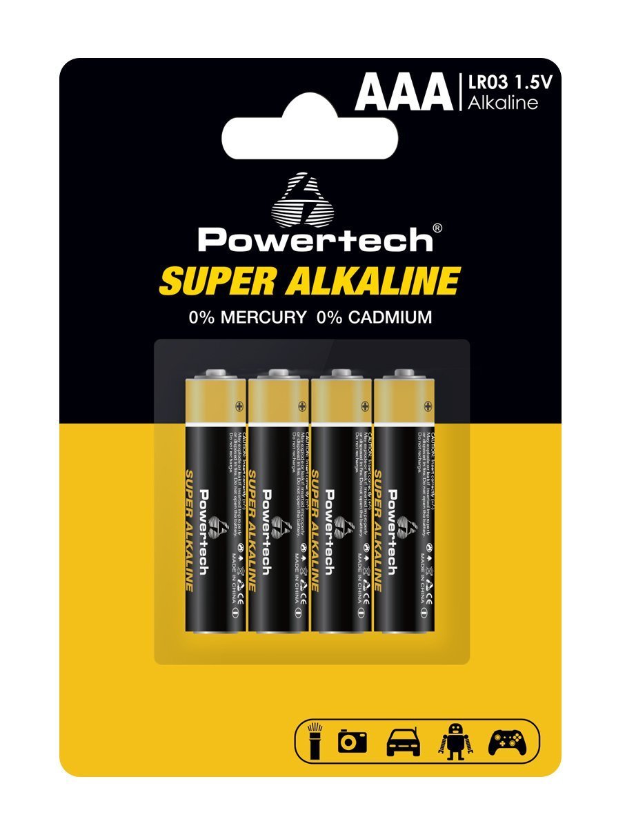 POWERTECH αλκαλικές μπαταρίες Super Alkaline , AAA, 1.5V, 4τμχ 6392