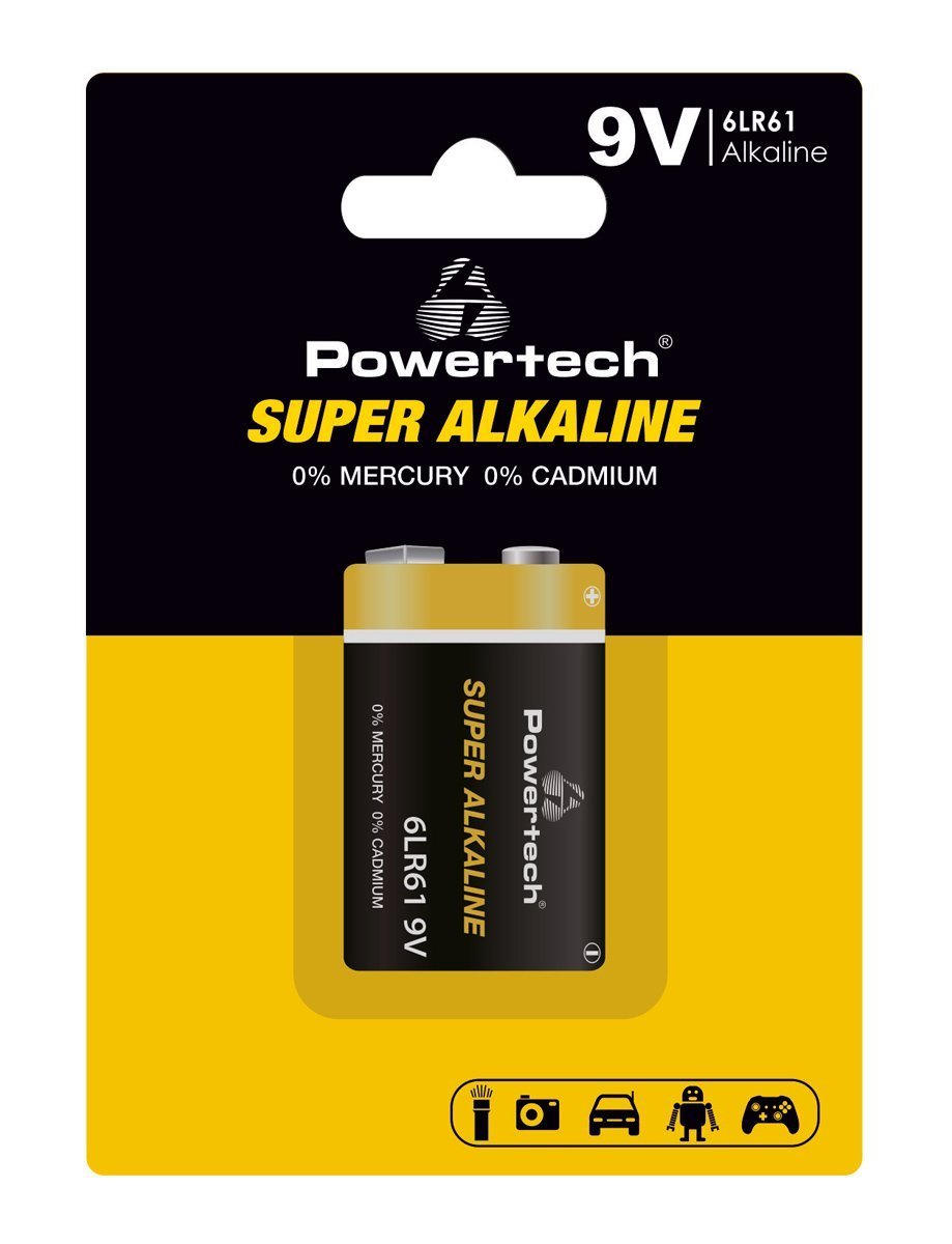 POWERTECH αλκαλική μπαταρία Super Alkaline , 9V, 1τμχ 6394