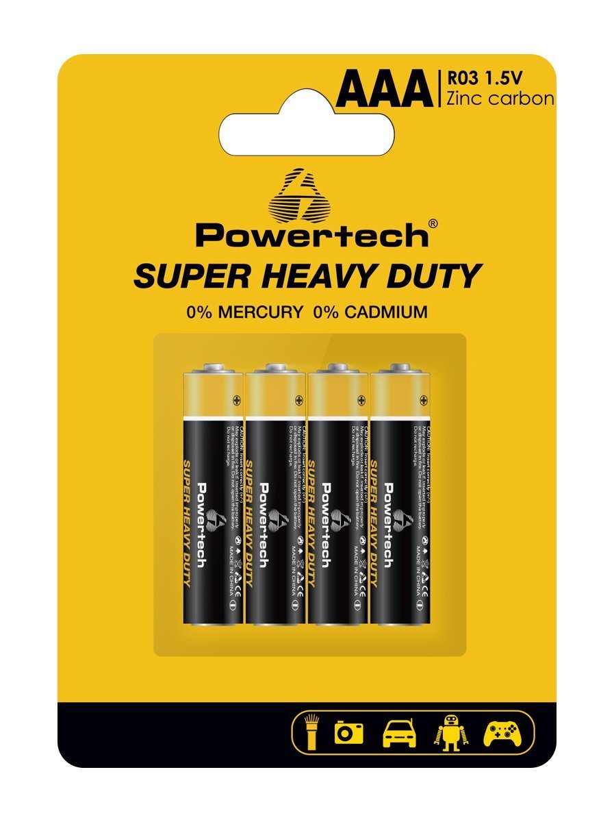 POWERTECH μπαταρίες Zinc Carbon Super Heavy Duty , AAA 1.5V, 4τμχ 6397