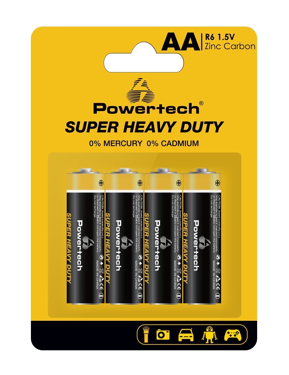 POWERTECH μπαταρίες Zinc Carbon Super Heavy Duty , AA, 1.5V, 4τμχ 6398