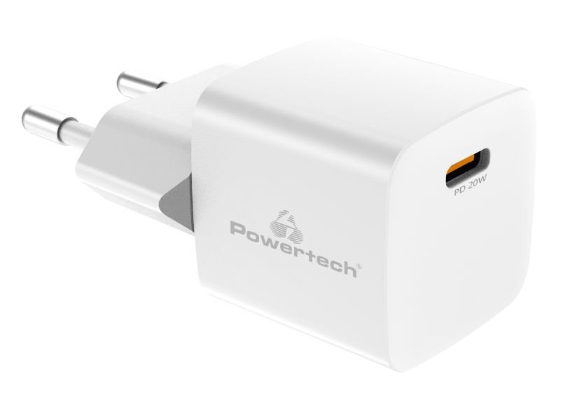 POWERTECH φορτιστής τοίχου , USB-C, 20W, λευκός 6411