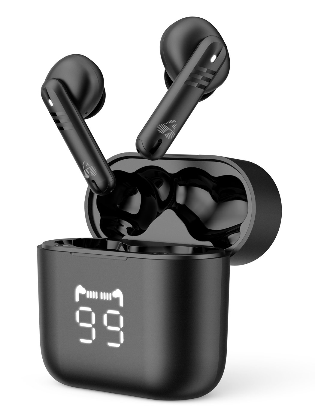 POWERTECH earphones με θήκη φόρτισης , TWS, ENC, 30/480mAh, μαύρα 6417