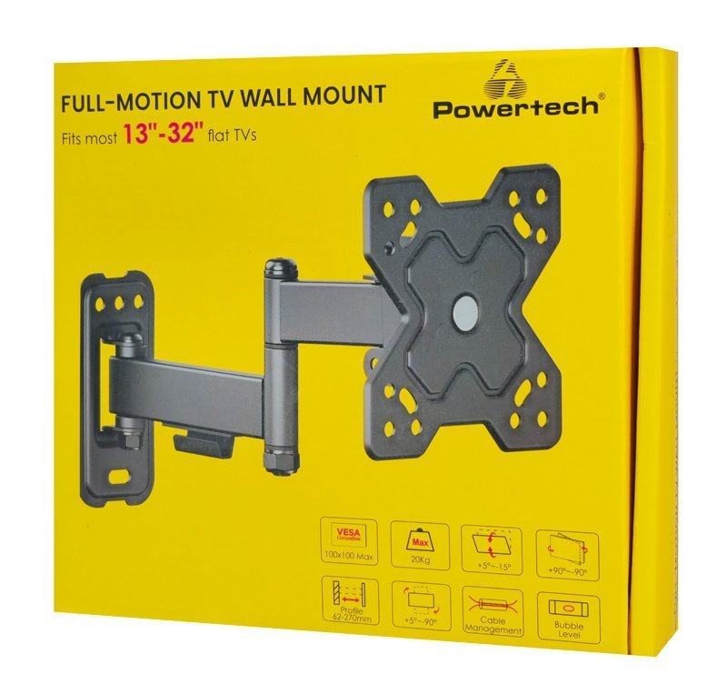 POWERTECH επιτοίχια βάση τηλεόρασης , 13-32", έως 20kg, full motion 6873 - Image 4