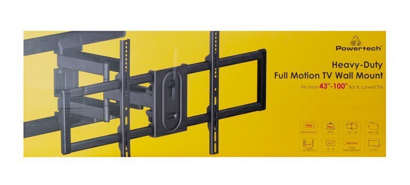 POWERTECH επιτοίχια βάση τηλεόρασης , 43-100", έως 60kg, full motion 6875 - Image 4