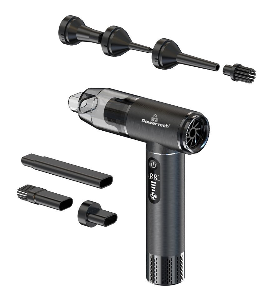 POWERTECH 2 σε 1 σκουπάκι χειρός & air duster , 75W, 5000mAh, μαύρο 7273