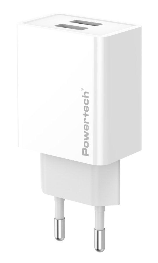 POWERTECH φορτιστής τοίχου , 2x USB, 12W, λευκός 7309