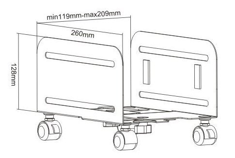 POWERTECH βάση PC με ροδάκια, universal, μεταλλική, έως 10kg 7346 - Image 5