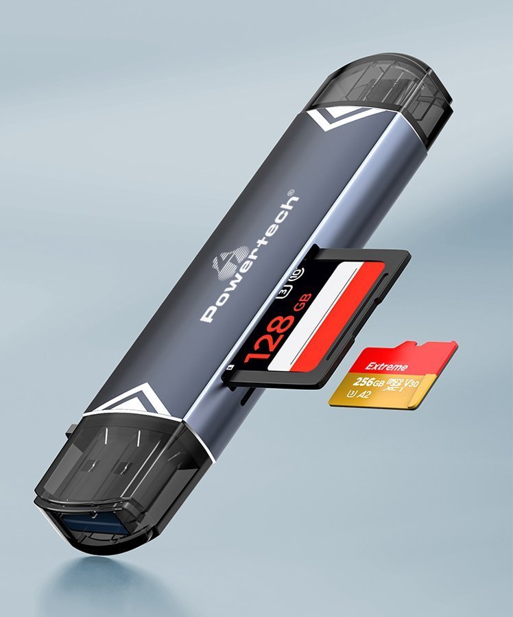 POWERTECH card reader για SD & micro SD, USB 3.2, 5Gbps, γκρι 7469 - Image 2